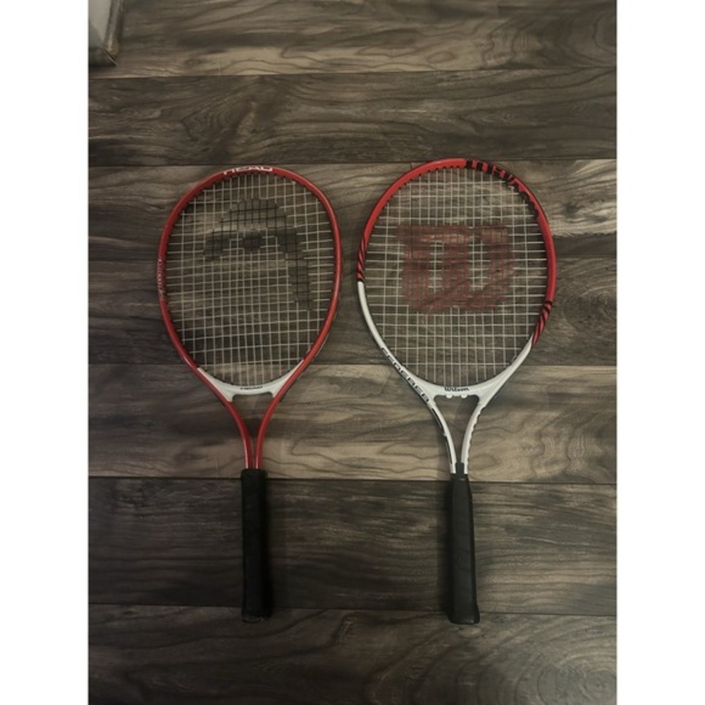 Head Speed 25 Junior And Wilson Federer 25‎ Junior 3 7/8 Tennis Racket bundle